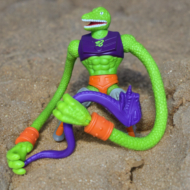 Accessoire de bâton de serpent violet pour la figurine vintage Sssqueeze MOTU.