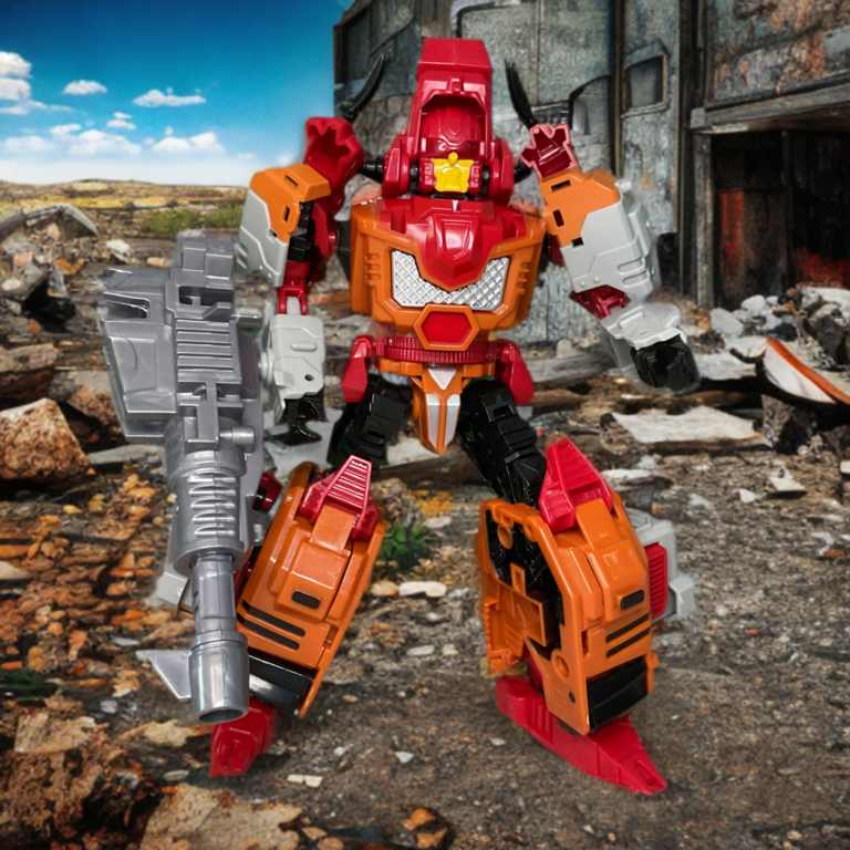 Tantrum (Bovis) robot mode from Jinbao Oversized Predaking – stocky armored figure with horn-derived blades, forming the left leg of the combiner.