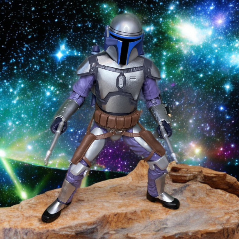 Jango Fett holding both WESTAR-34 pistols in classic dual-wield stance.