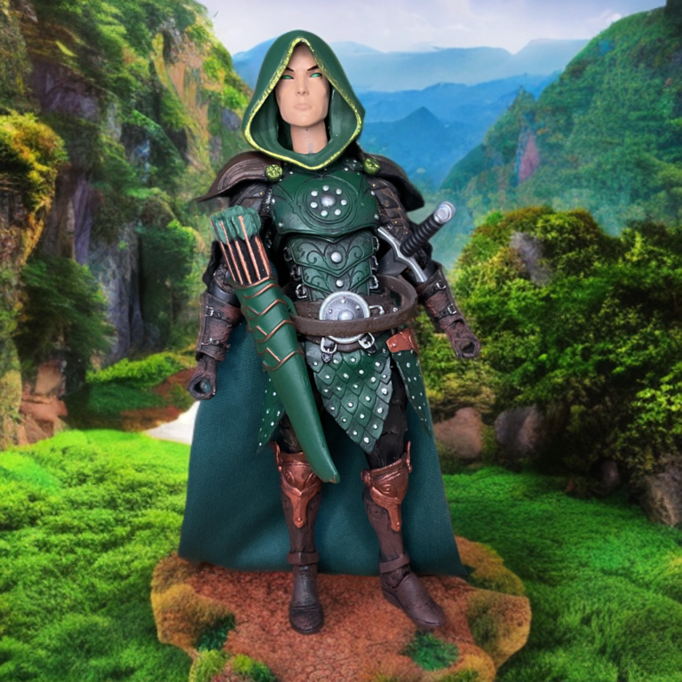 Mythic Legions Elf Ranger front pose showing armored torso and woodland ranger design from Xylona’s Flock.