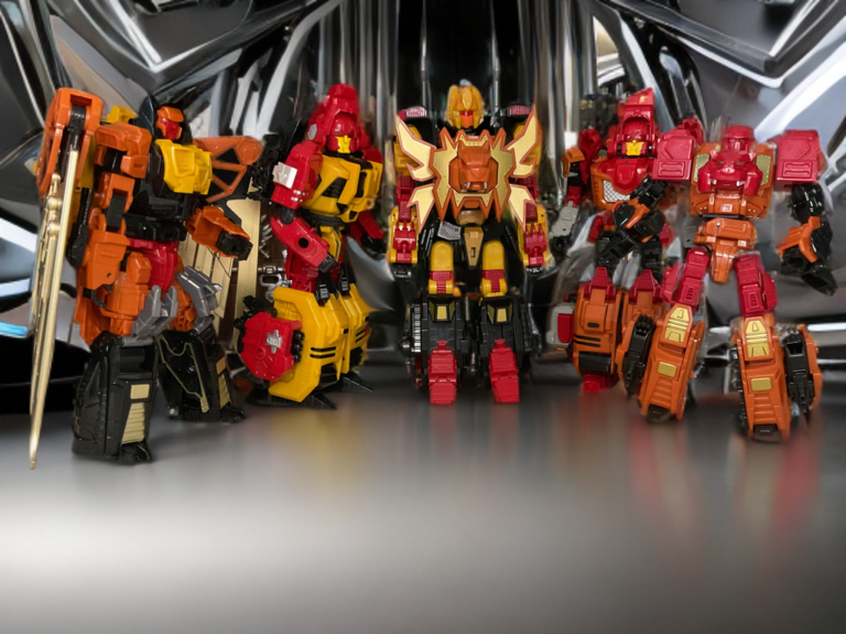 Five individual robot modes of Razorclaw, Rampage, Tantrum, Headstrong, and Divebomb from Jinbao Oversized Predaking action figures.