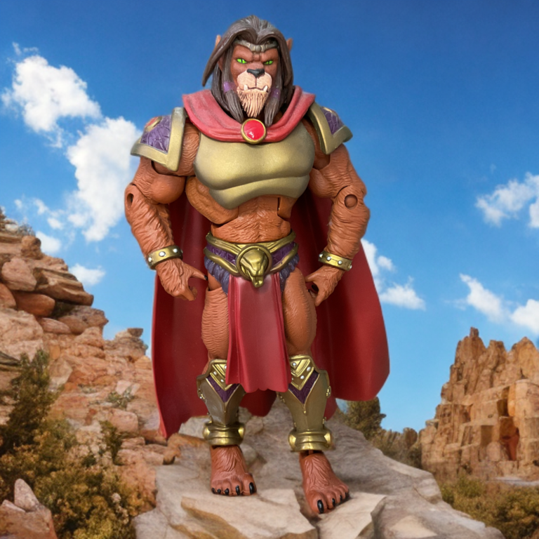 Fantasy Action Figures Pose von Häuptling Carnivus, der seine langjährige neutrale Politik betont, bevor er sich gegen Skeletor verbündet.