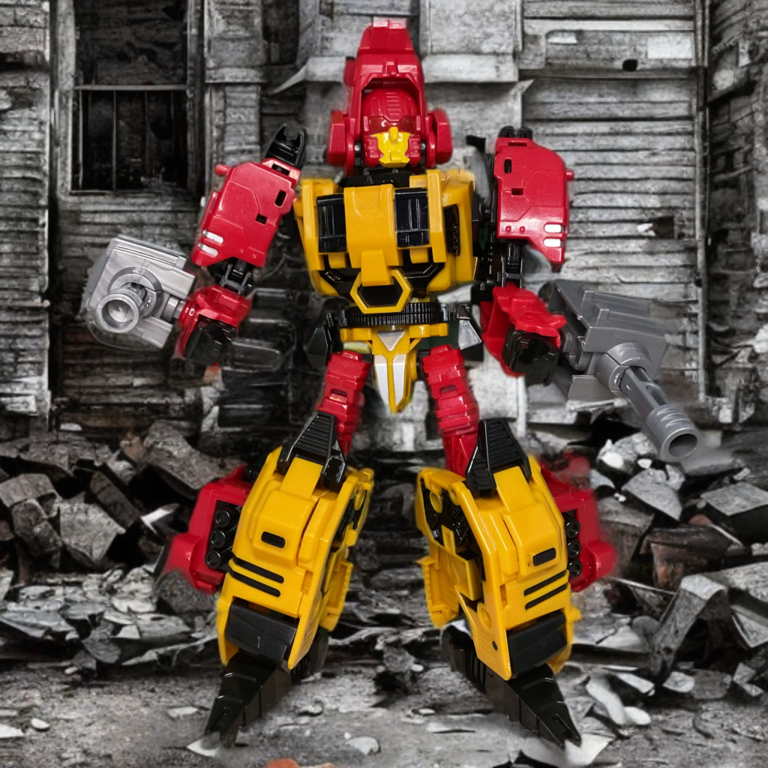 Headstrong (Fortis) robot mode from Jinbao Oversized Predaking, showing reinforced plating and helmet with rhino details – right leg component.