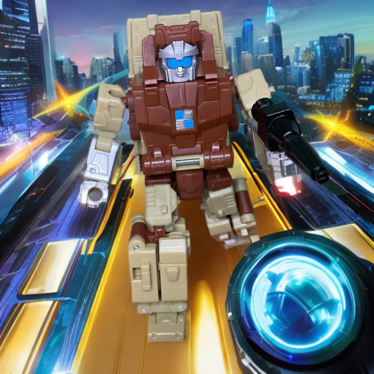 Outback robot mode with arms raised ready for battle pose.