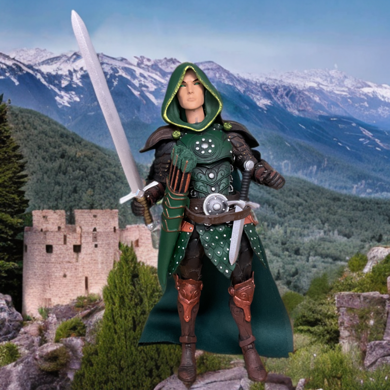 Mythic Legions Elf Ranger in dynamic sword combat pose