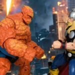 Thor contra La Cosa como Angrir Rompedor de Almas en el violento enfrentamiento Dios contra Monstruo de Marvel Fear Itself - reseñado en Fantasy Action Figures.
