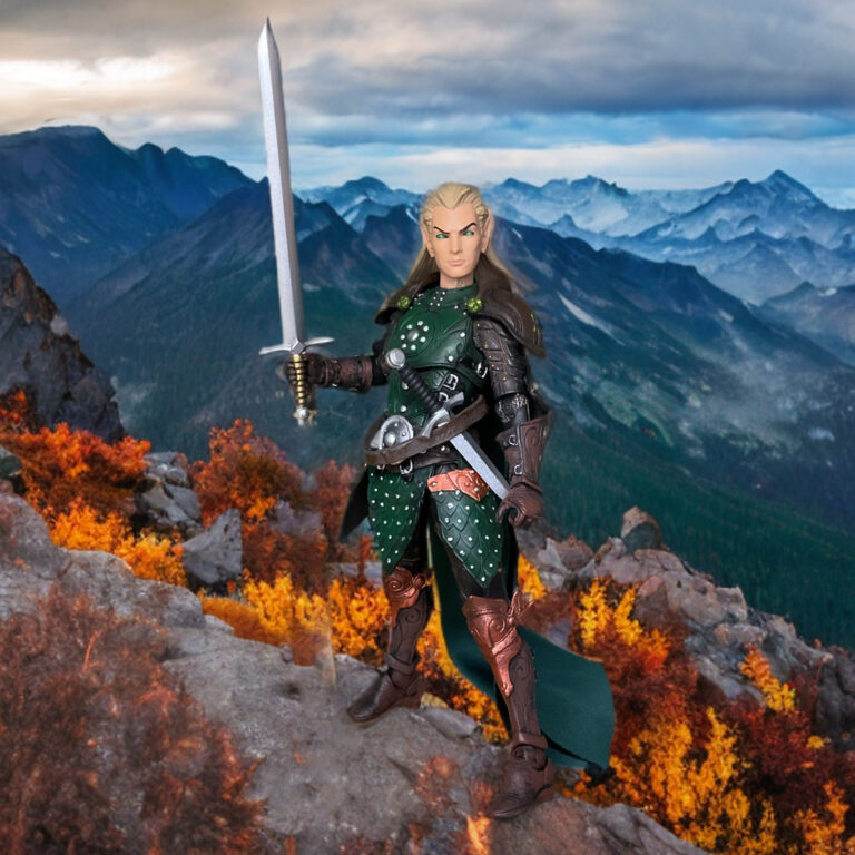 Close-up paint applications on Mythic Legions Elf Ranger armor.
