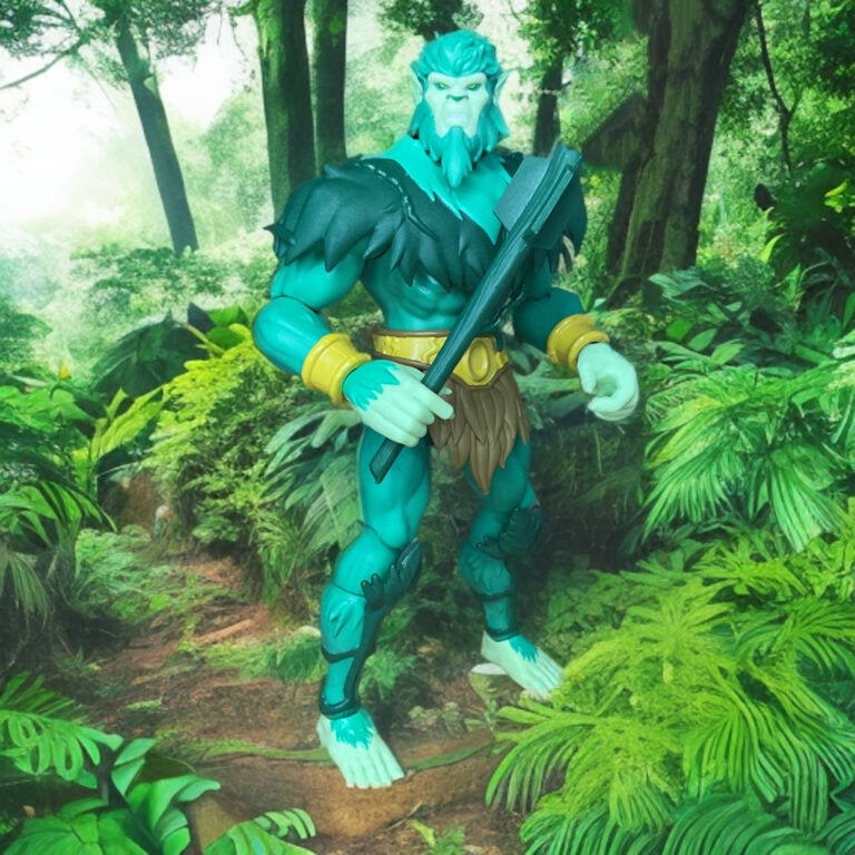 Moss Man MOTU Origins 200x Cartoon Collection versión que habita en un verde bosque encantado.