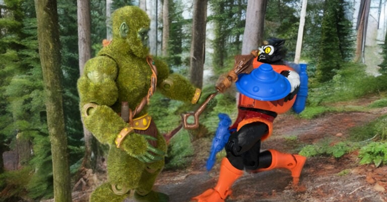 Moss Man versus Stinkor in the ultimate aromatic showdown – pine freshness battles overwhelming stench.