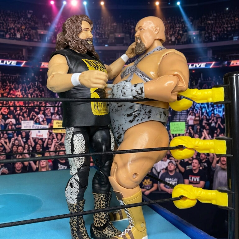 Cactus Jack Manson action figure brawling aggressively against Norman the Lunatic.