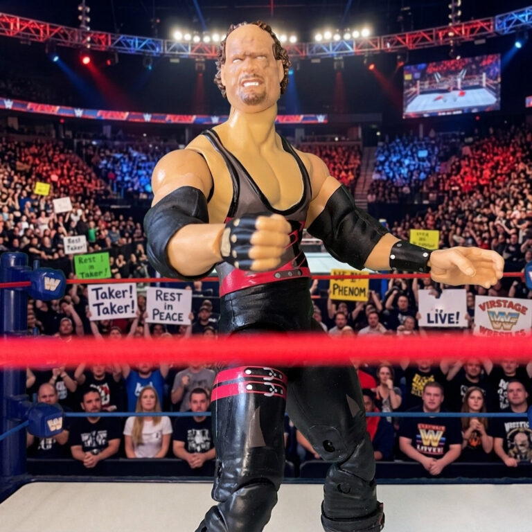 Fantasy Action Figures diorama of Kane losing his mask for the first time in WWE history.