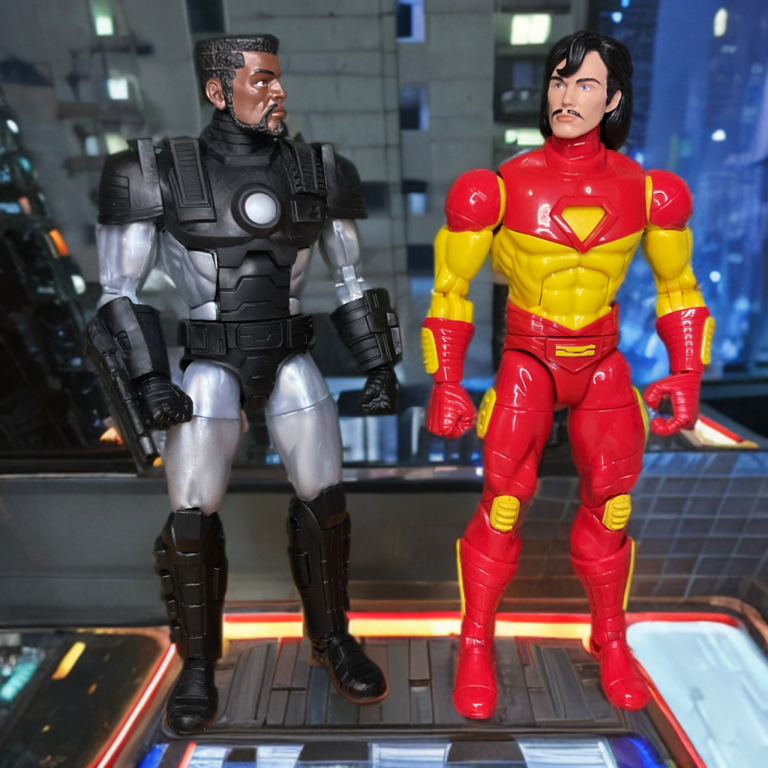 War Machine and Iron Man action figures in brotherly team-up pose.
