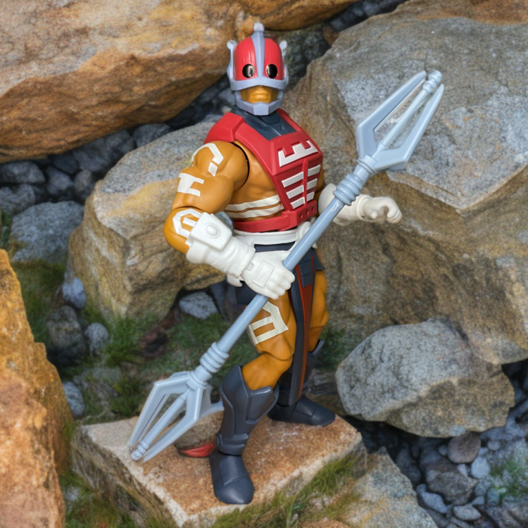 MOTU Origins Zodac 200x posed as the Cosmic Enforcer from the 200x series.