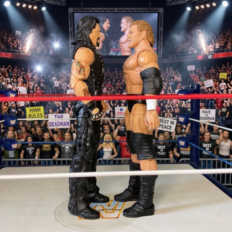 Fantasy Action Figures diorama of Sid Vicious staring down Diesel in a powerful WCW/WWF monster showdown.