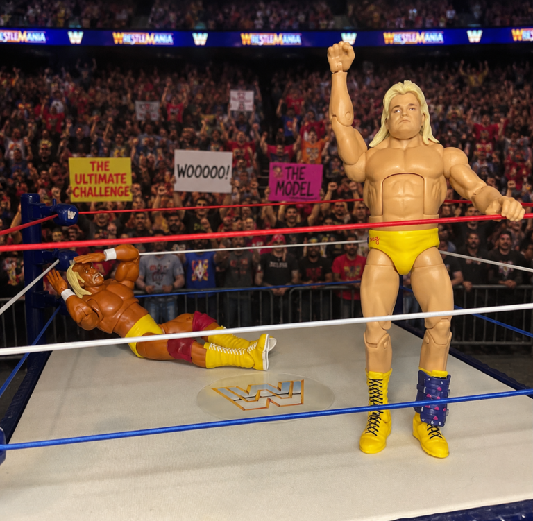 Vitória limpa histórica - Hulk Hogan se submete ao Figure-Four Leglock de Greg Valentine.