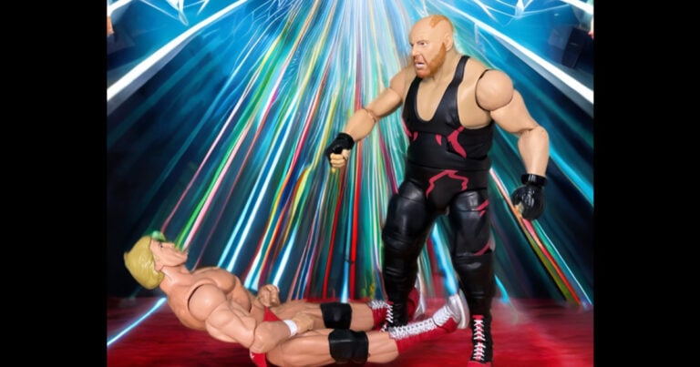 Action figure recreation of the real fight between Big Van Vader and Paul Orndorff at WCW Center Stage on August 30, 1995, featuring detailed custom figures from Fantasy Action Figures.