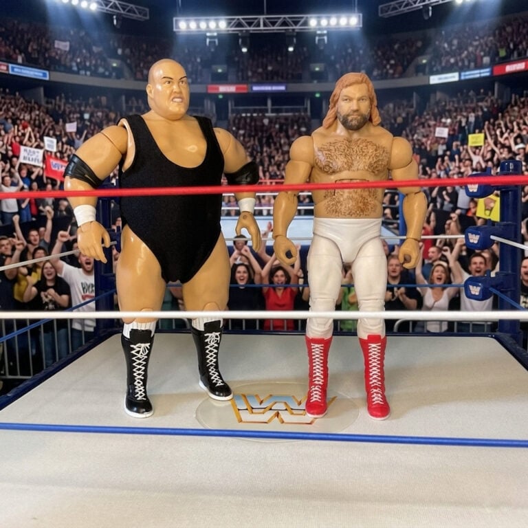 Big John Studd and King Kong Bundy action figures as dominant tag team.