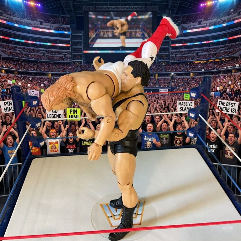Big John Studd action figure gets slammed, recreating the $15,000 Bodyslam Challenge.