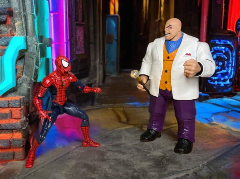 Spider-Man action figure in dynamic heroic pose.