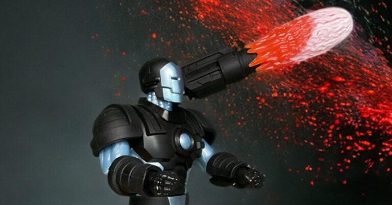 War Machine action figure representing James Rhodes from Marvel Comics. Fantasy Action Figures.