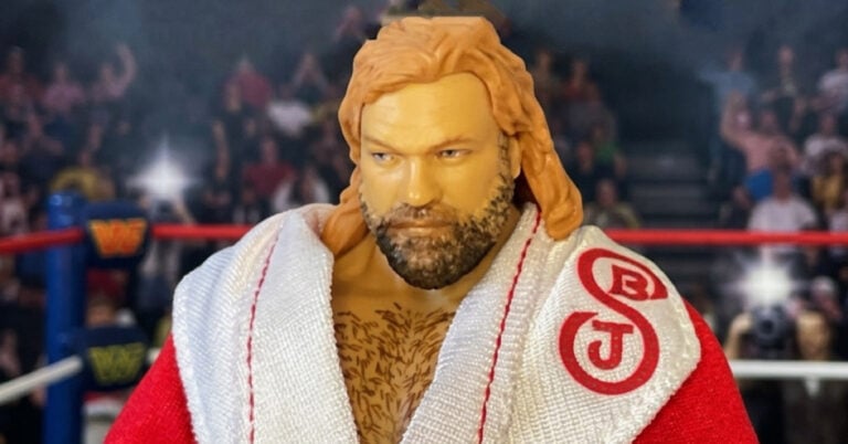 Big John Studd action figure posed powerfully, iconic WWF heel and 1989 Royal Rumble winner from Fantasy Action Figures.