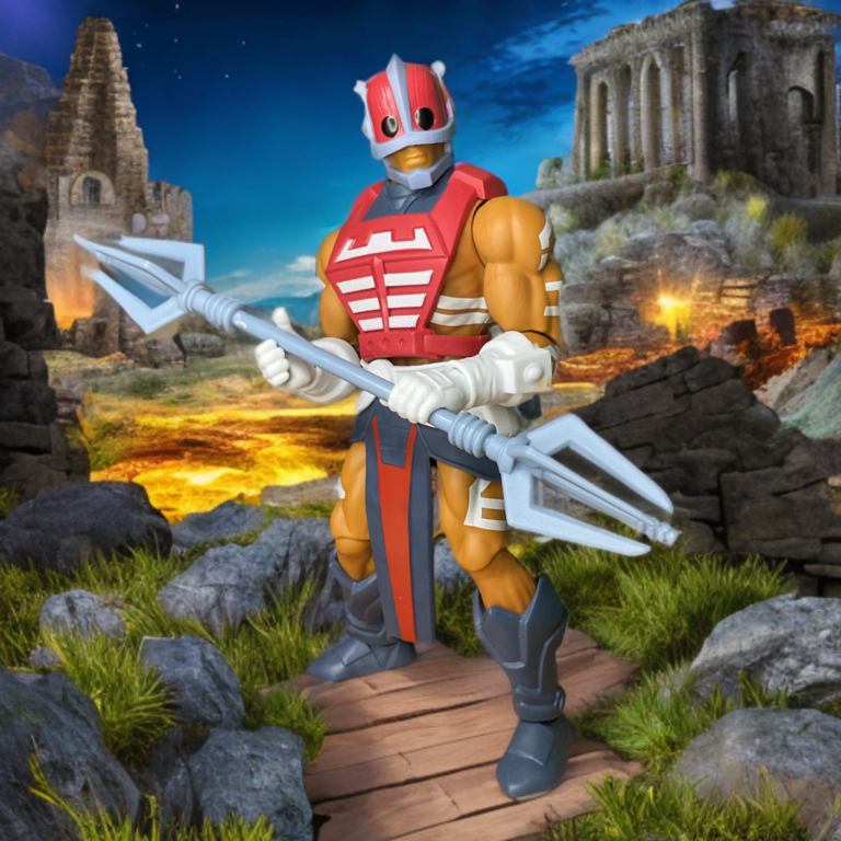 Masters of the Universe Origins Zodac 200x wielding his two-headed staff in combat pose.