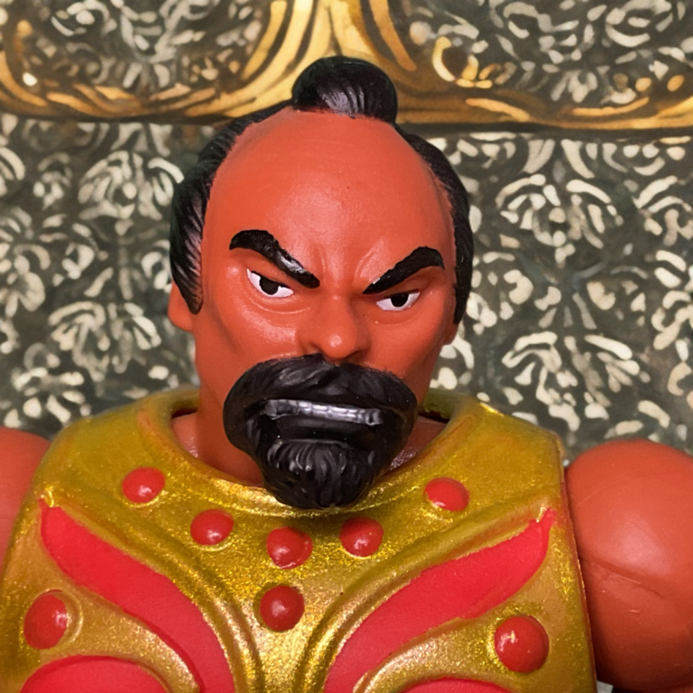 Detaillierte Kopfskulptur von MOTU Origins Jitsu.