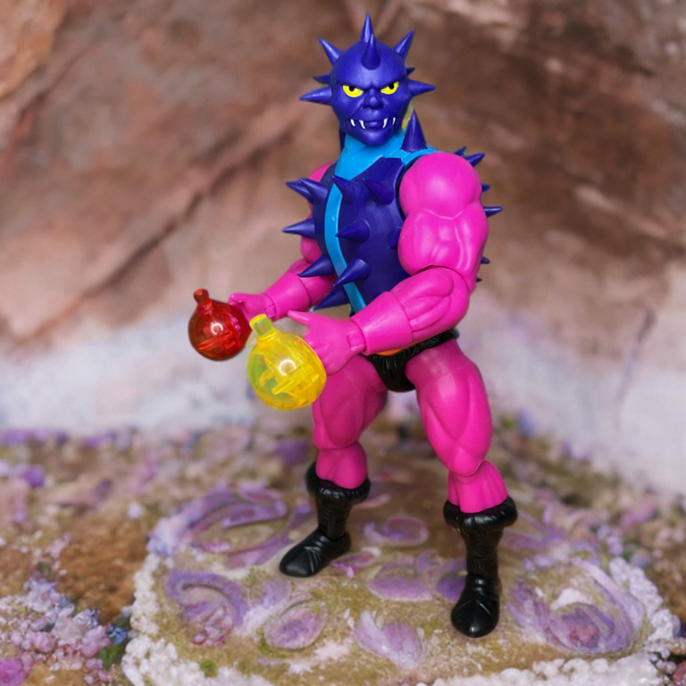 Spikor showing off his defensive spikes, MOTU Origins action figure.