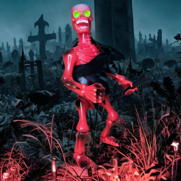 A heavy-set 5.5-inch skeleton action figure featuring a prominent skull face.