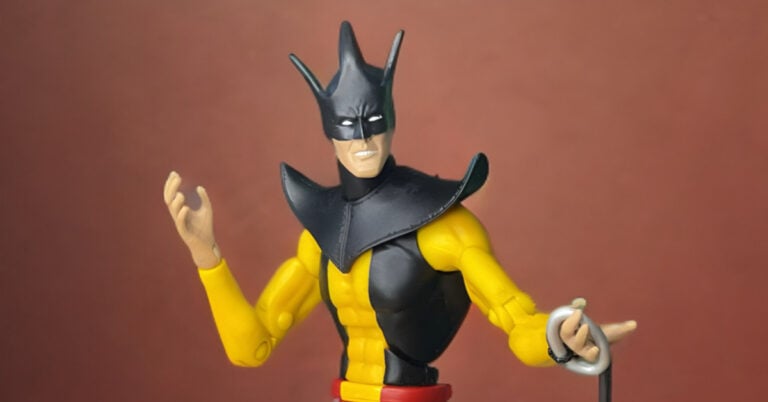 DC Universe Classics Toyman action figure in classic jester pose with spinning top and yo-yo accessories, Mattel DCUC Wave 18 2011 release.