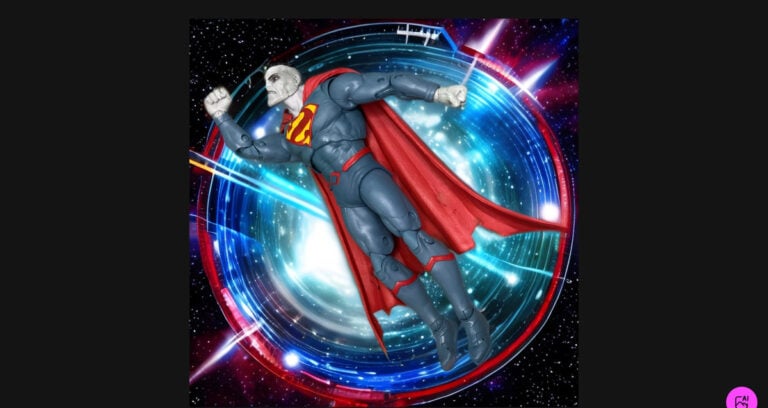 DC Multiverse Bizarro Rebirth action figure by McFarlane Toys, full frontal view showing cracked chalk-white skin, inverted S-shield, and powerful muscular build against a dramatic background.