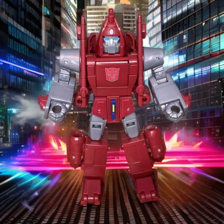 The Powerglide action figure standing in a heroic, wide-shouldered stance, displaying its broad chest and confident head sculpt.