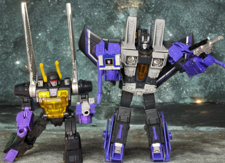 Kickback und Skywarp in einer Erpressungs- und Spionage-Pose.