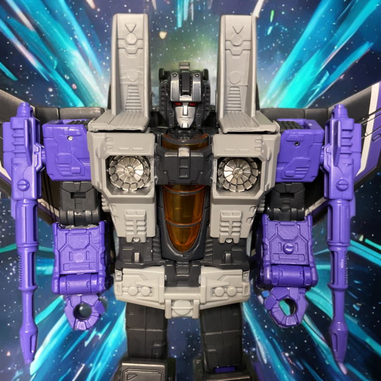 Nahaufnahme von Skywarps originalgetreuer Lackierung und G1-Treue.