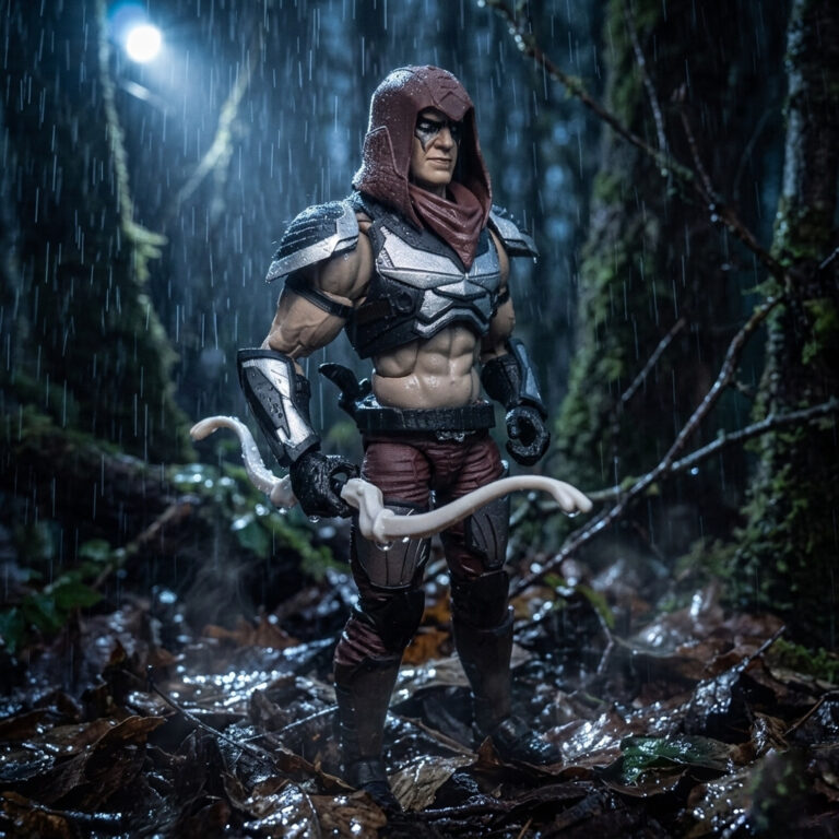 Zartan action figure using chameleon camouflage in the Cobra Island jungle.