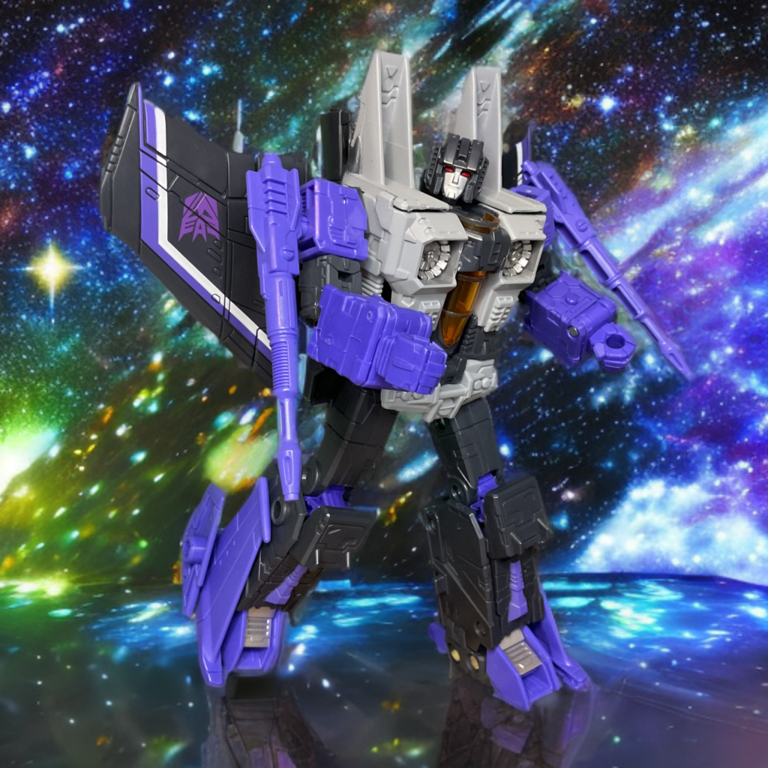 Skywarp im G1-Seeker-Robotermodus aus der „Dramatic Capture“-Reihe mit Nullstrahlen.
