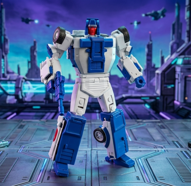 Close-up shot of DX9 Montana's articulated hand firmly locking his custom blaster into place via a deep palm tab.